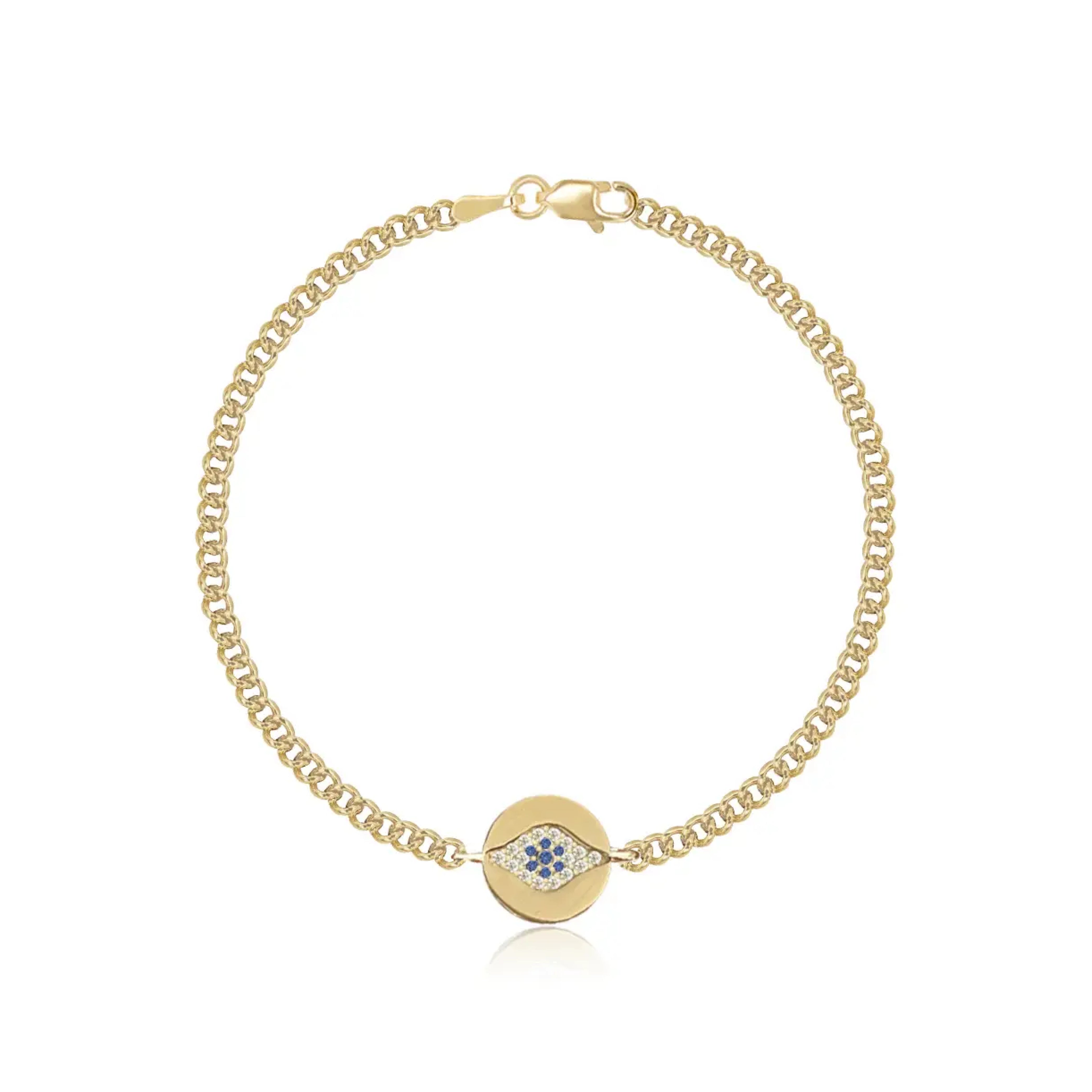 Evil Eye Disc Cuban Bracelet