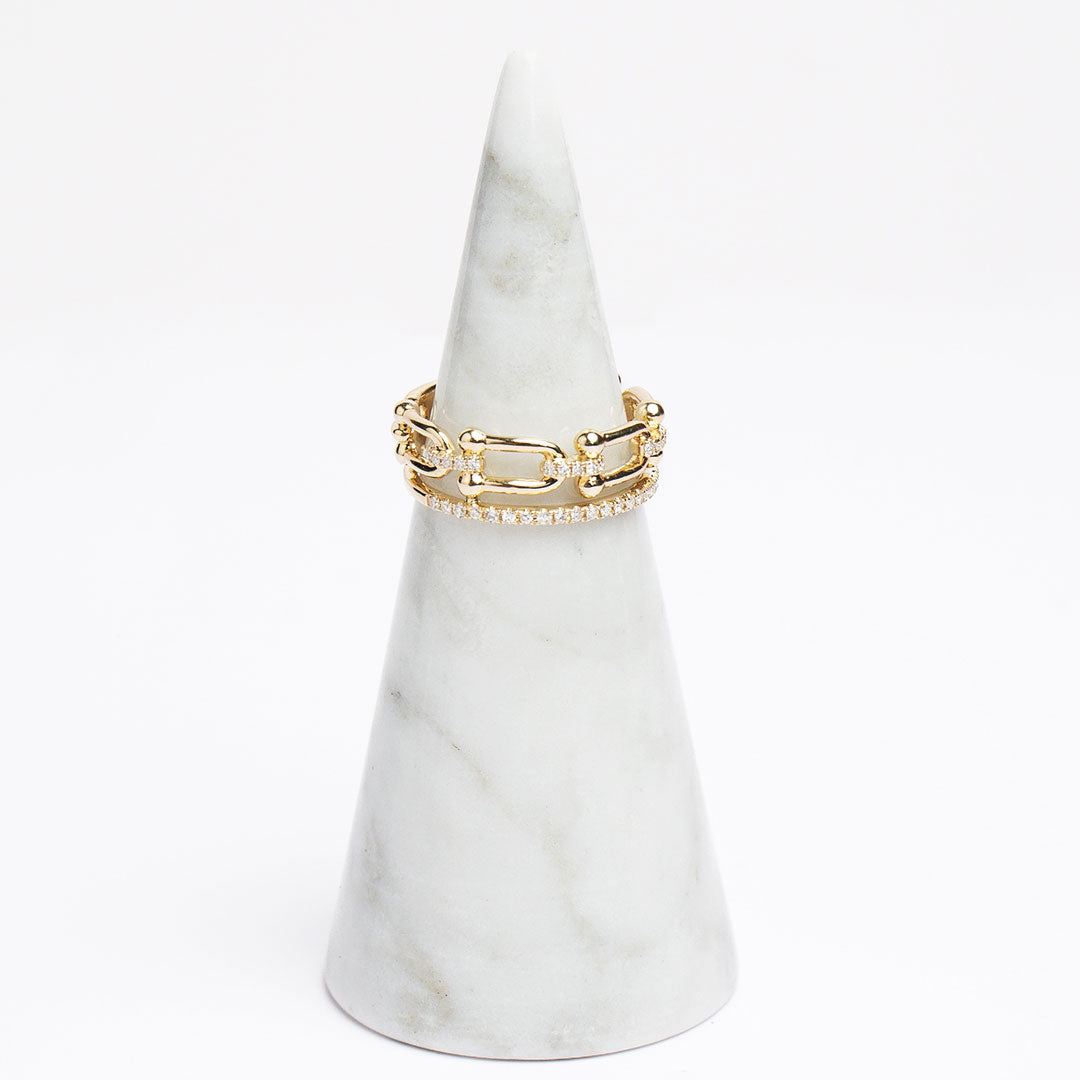 Diamond Stacked Chain Link Ring