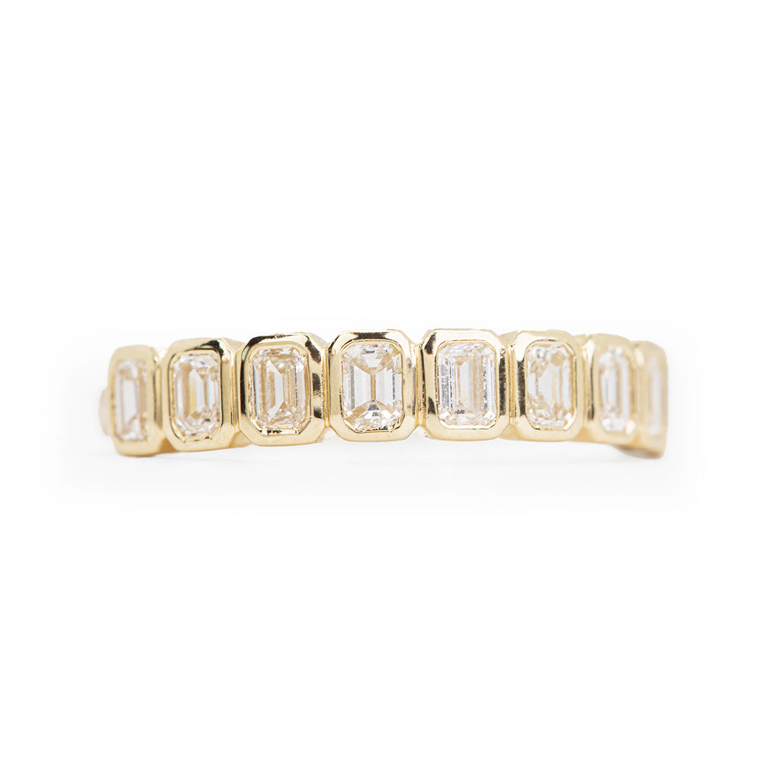Diamond Bezel Emerald Cut Ring