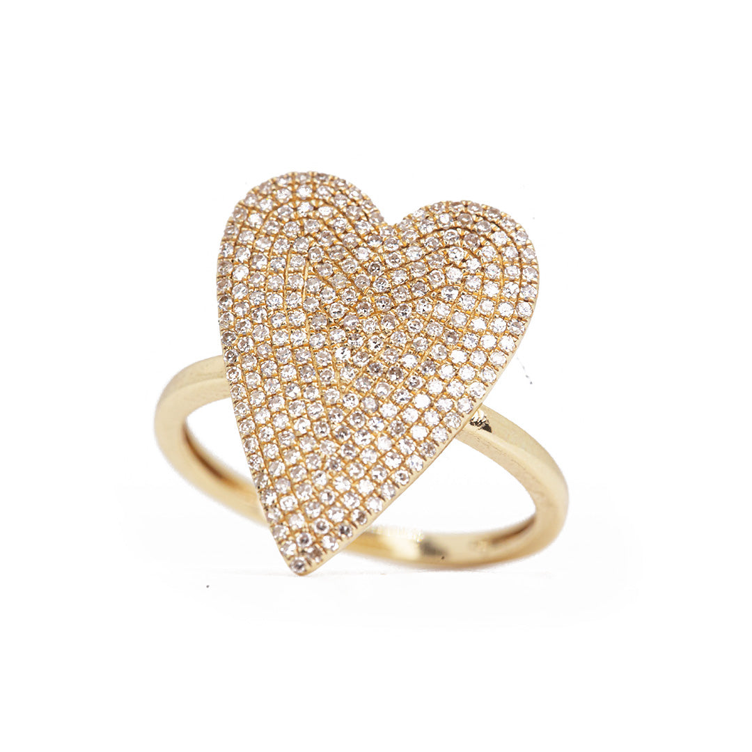 Elongated Diamond Pave Heart Ring