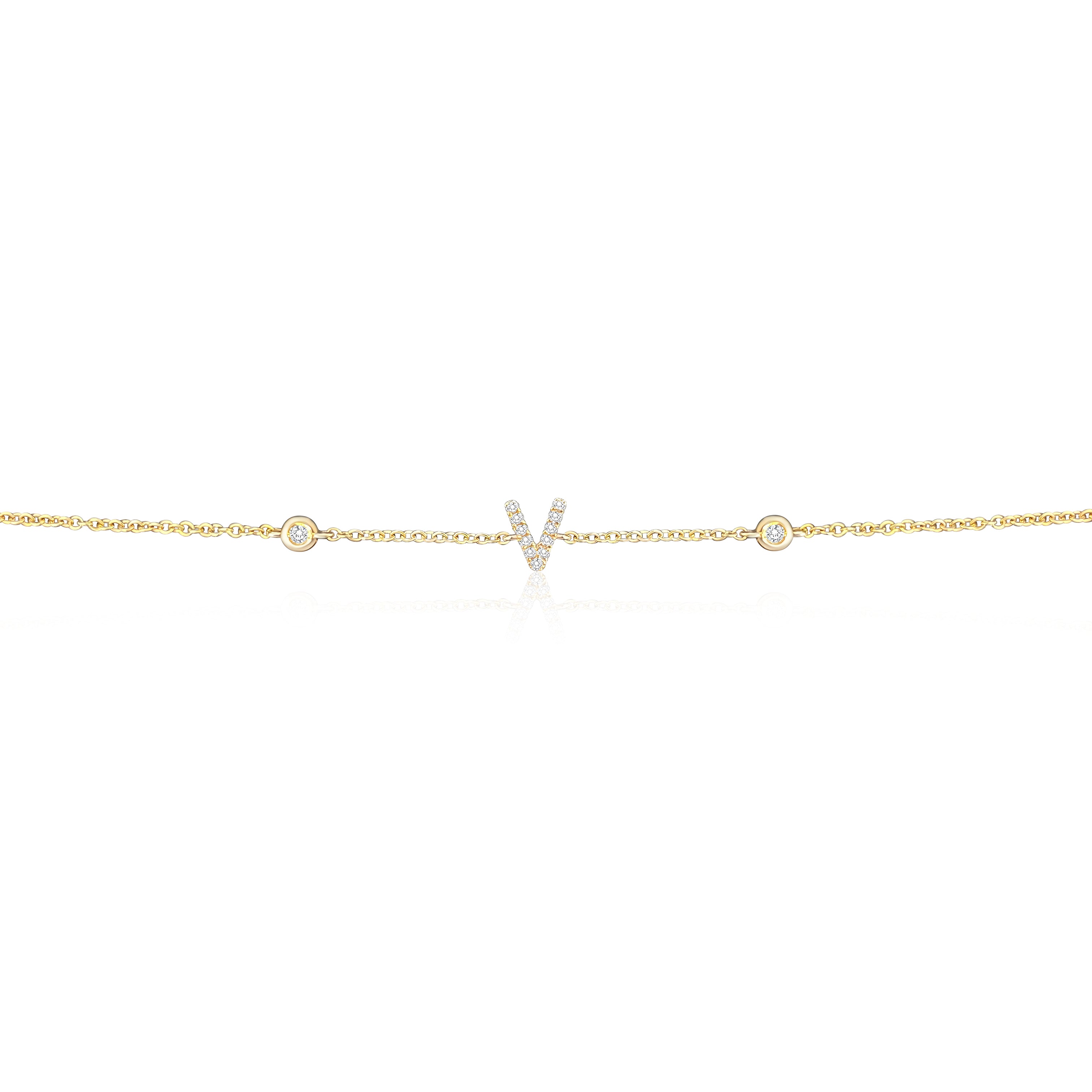 Diamond Initial and Bezel Bracelet