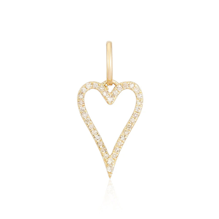 Large Pave Cutout Modern Heart Charm