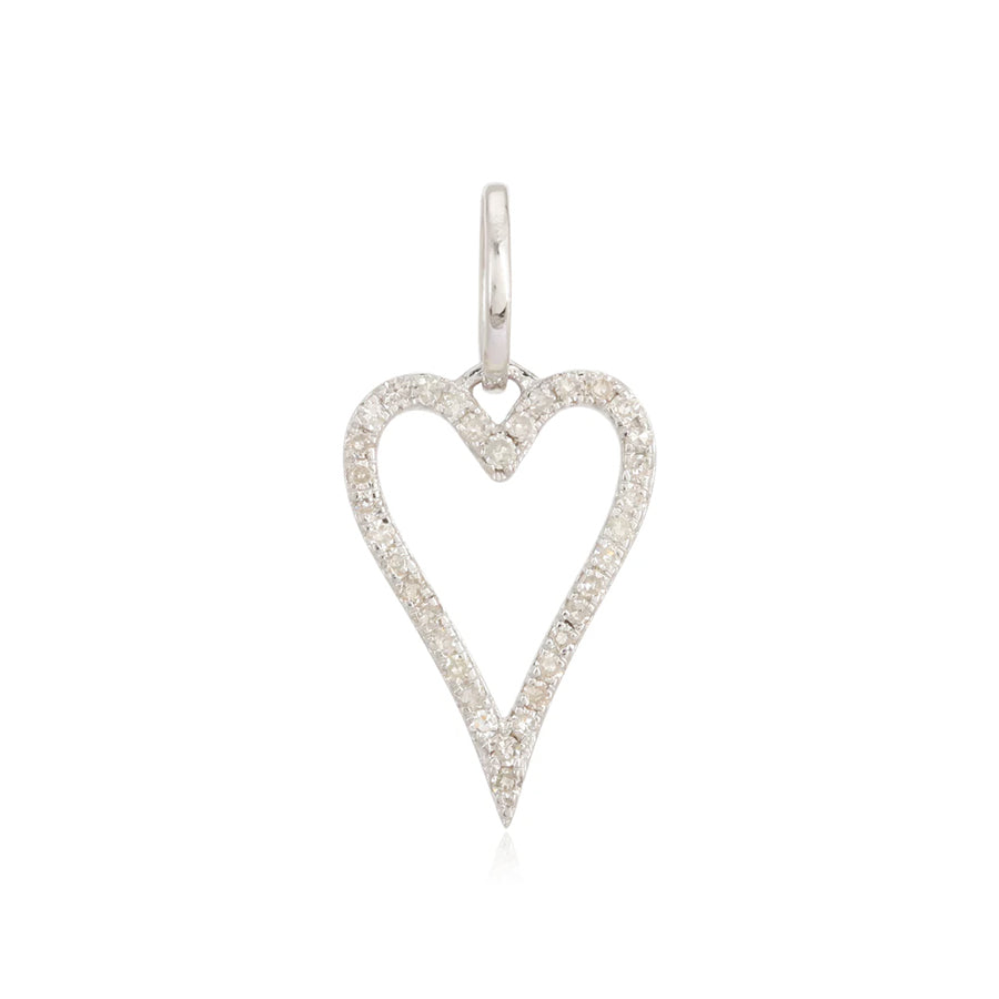 Large Pave Cutout Modern Heart Charm