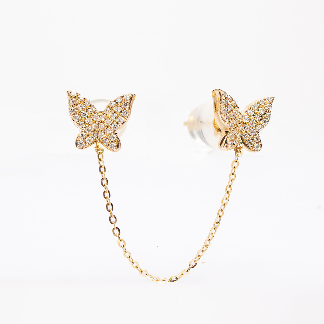 Double Butterfly Diamond Chain Earring (single)